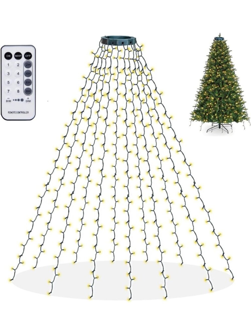 Stunning 448 LED Waterfall Christmas Tree Lights with Remote & 8 Modes - 8.2FT